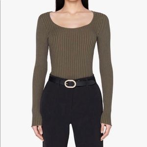 NWOT ANINE BING felicity body suit olive